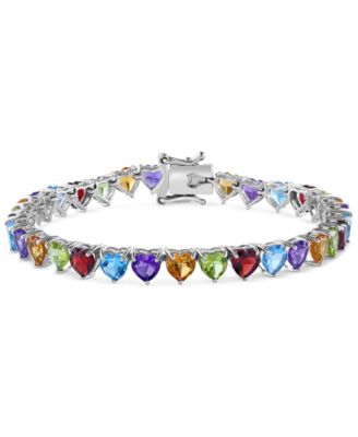 EFFY Collection - Multi-Gemstone Heart Tennis Bracelet (16 ct. t.w.) in Sterling Silver