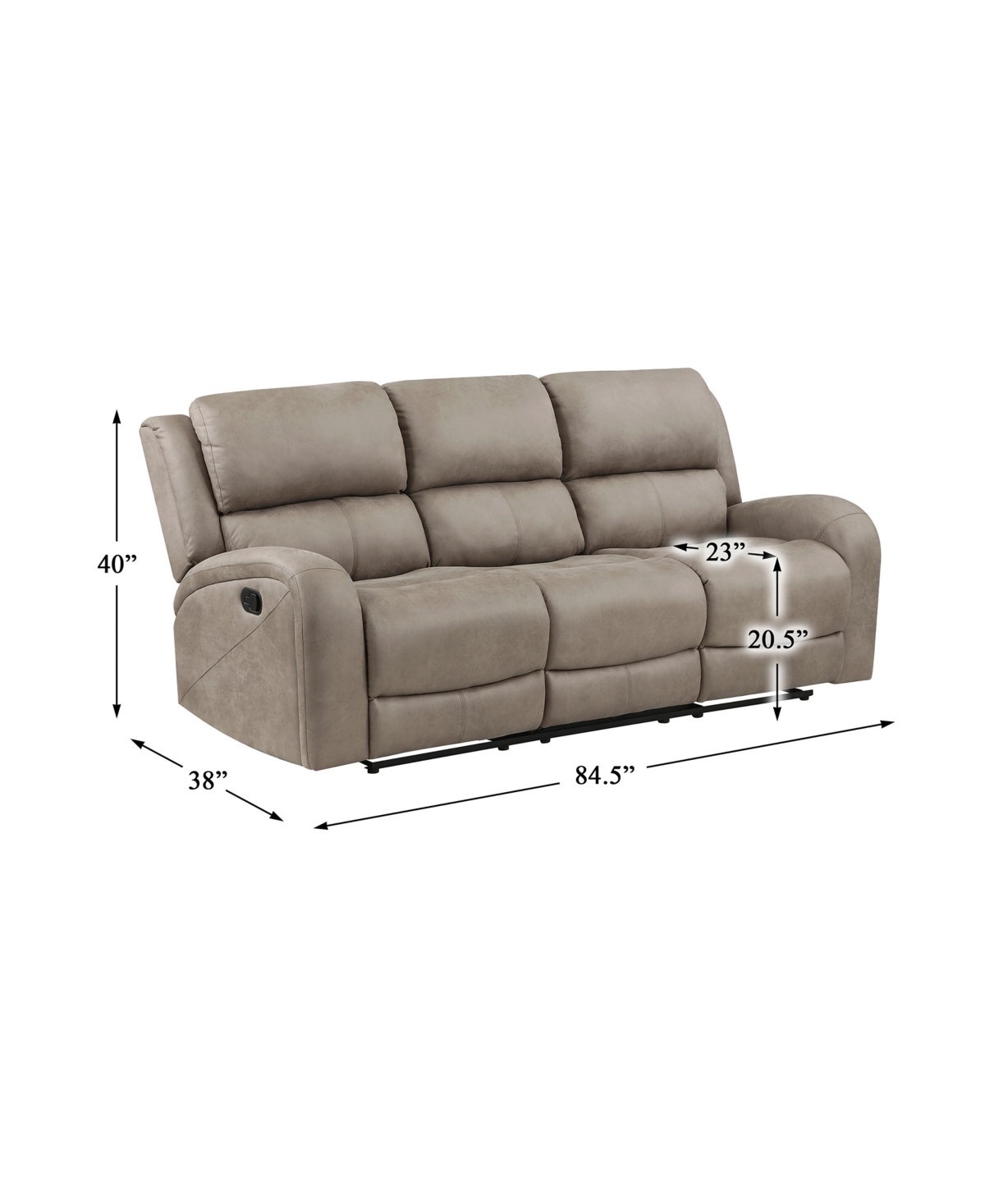 HOMELEGANCE WHITE LABEL AUBREY 85" DOUBLE RECLINING SOFA 