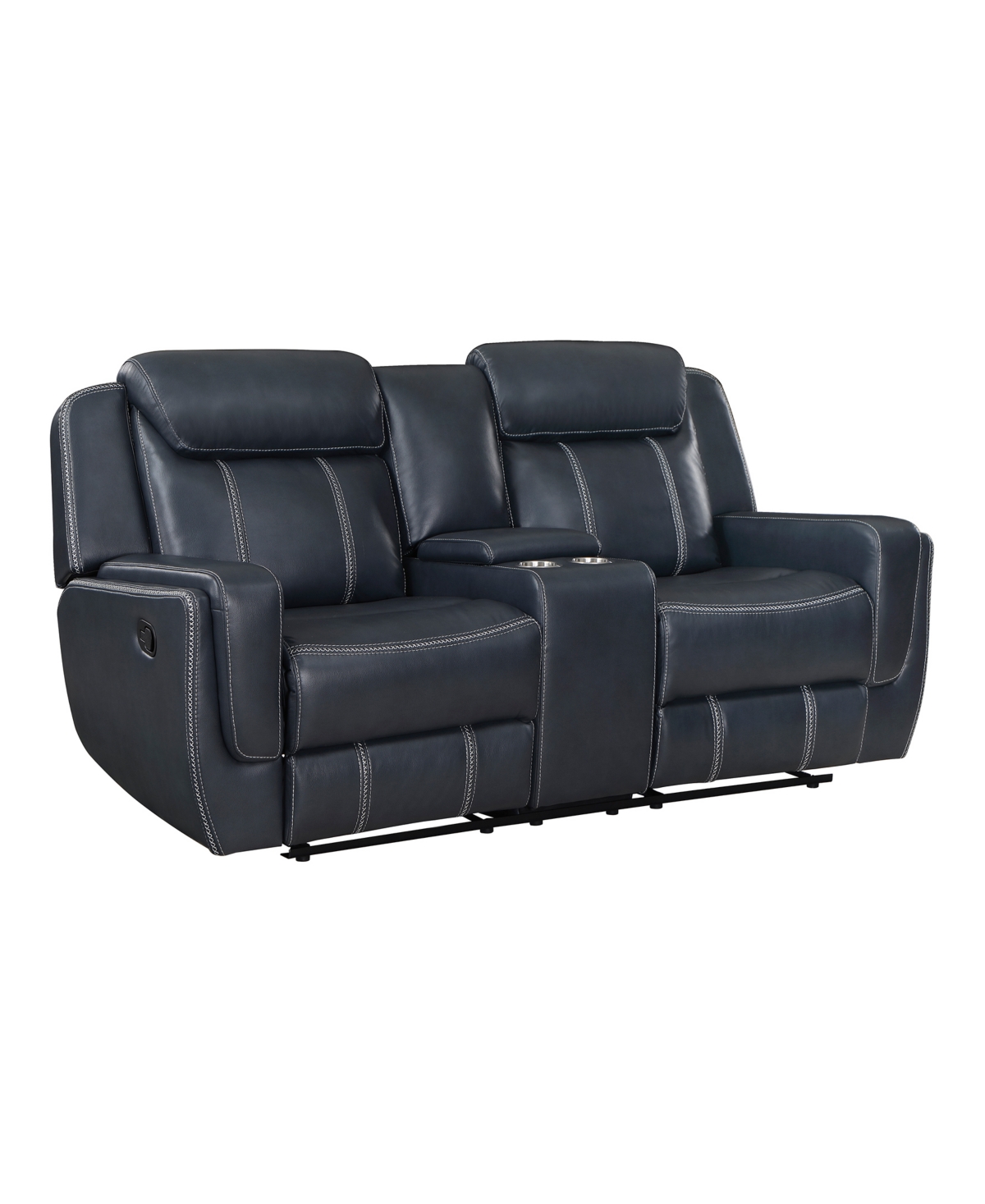 Homelegance White Label Emilia 76" Double Reclining Love Seat With Center Console In Blue