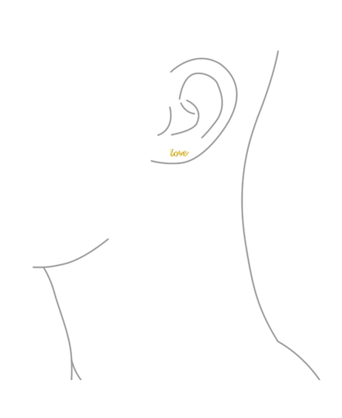 Bling Jewelry Petite Minimalist14K YellowWord Symbol Of Love Stud Earring For Women Secure Screw back - Gold