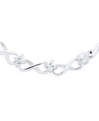 Forever Love Solid Figure Eight Love Knot Multi Infinity Chain Link Bracelets Sterling Silver Wrist 7.5 Inch