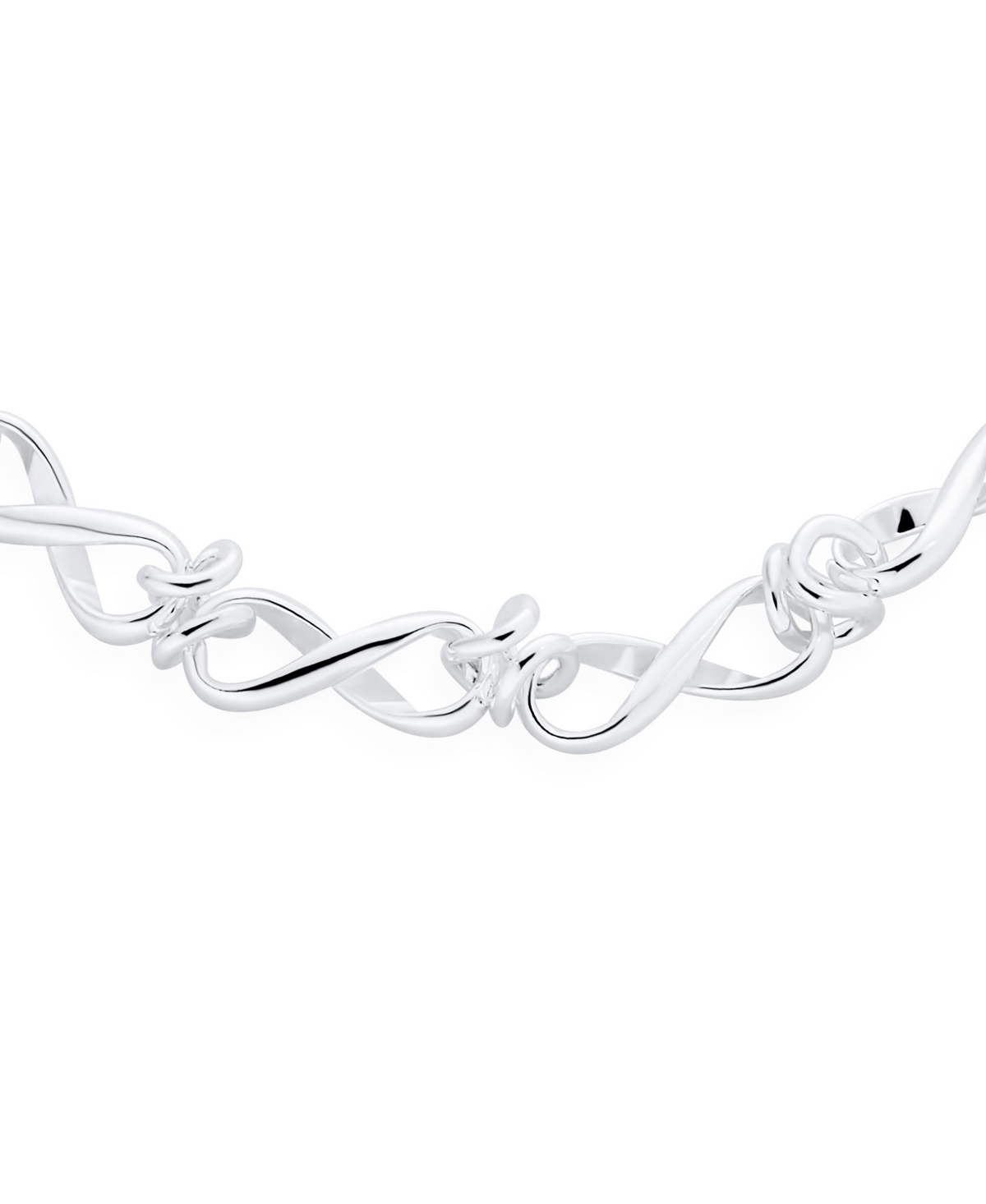 Bling Jewelry Forever Love Solid Figure Eight Love Knot Multi Infinity Chain Link Bracelets For Women Sterling Silver Wrist