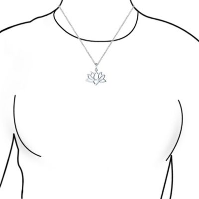 Lotus Flower Blossom Cut Out Pendant Necklace For Women For For Yogi Sterling Silver With Chain