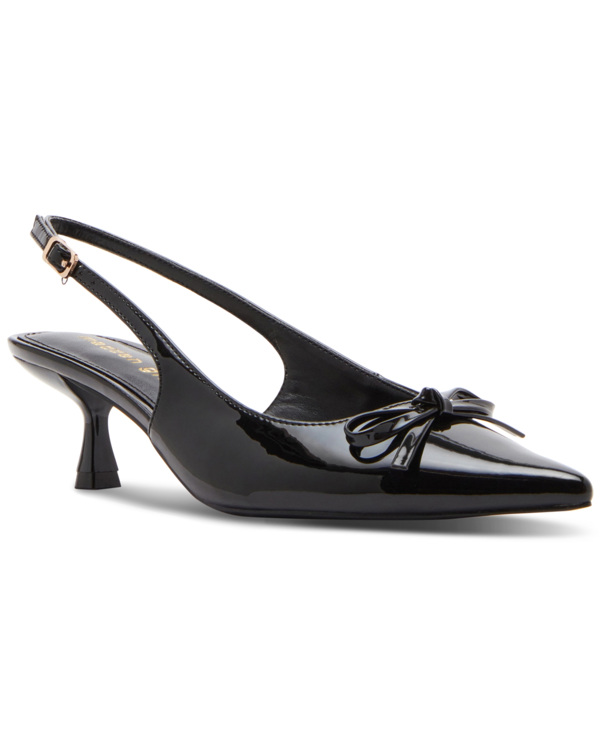 Vogue Bow Slingback Kitten-Heel Pumps - Ice Blue Patent