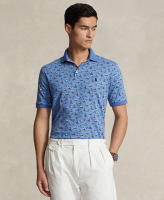 폴로 랄프로렌 Polo Ralph Lauren Mens Classic-Fit Soft Cotton Polo Shirt,High Tide Convo Ne Blue