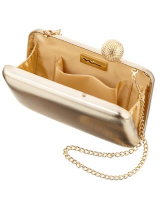 Metallic Minaudiere Handbag with Crystal Clasp