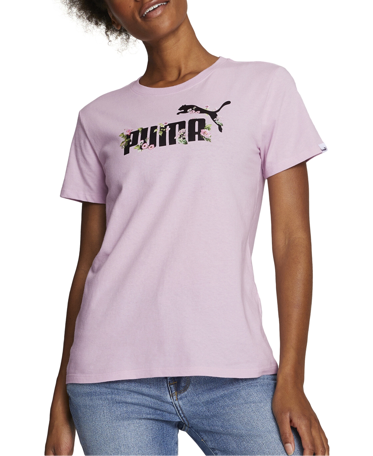 Puma Women's Rose Garden Cotton Graphic T-shirt In Grape Mist