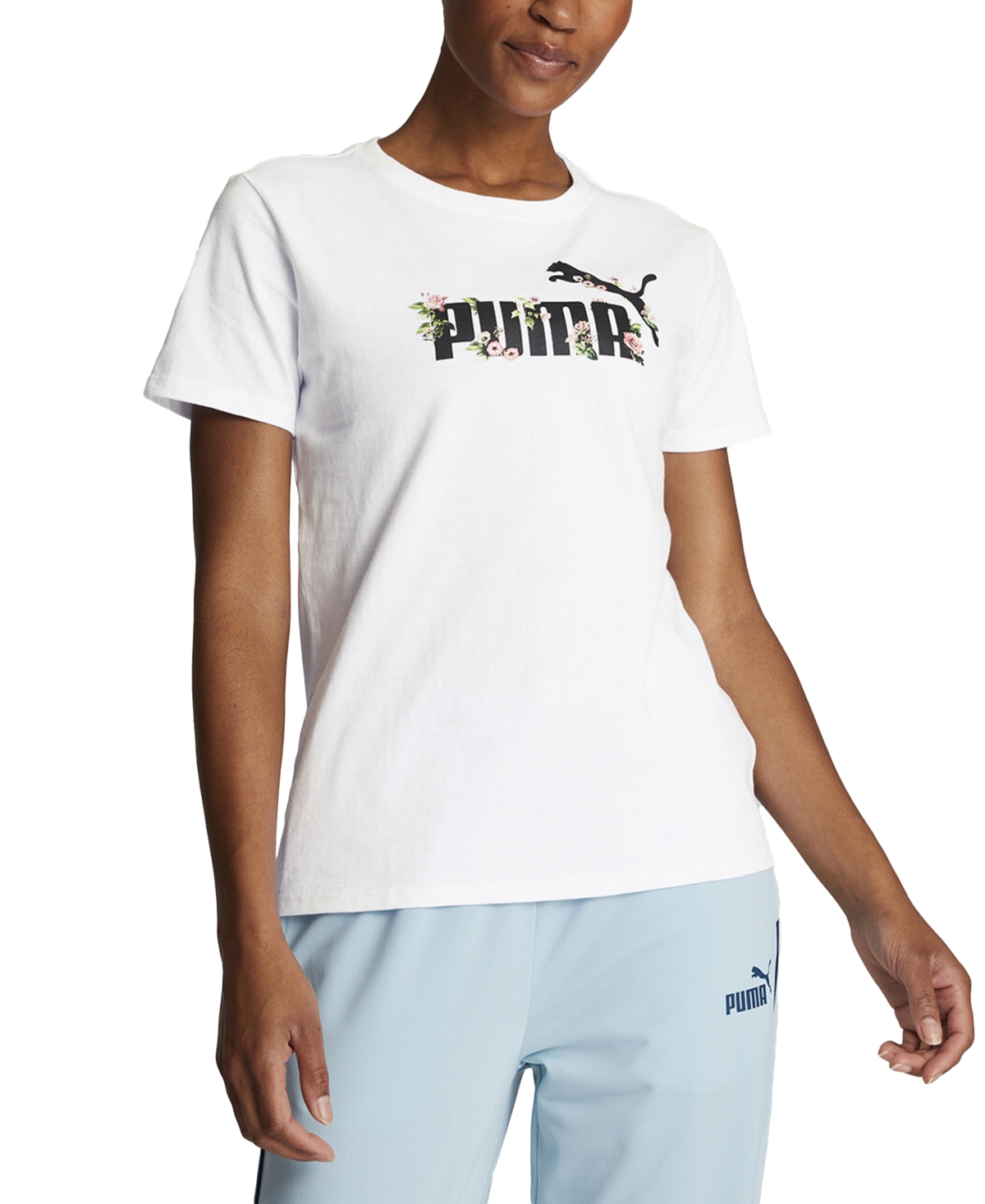 Puma Women's Rose Garden Cotton Graphic T-shirt In  White
