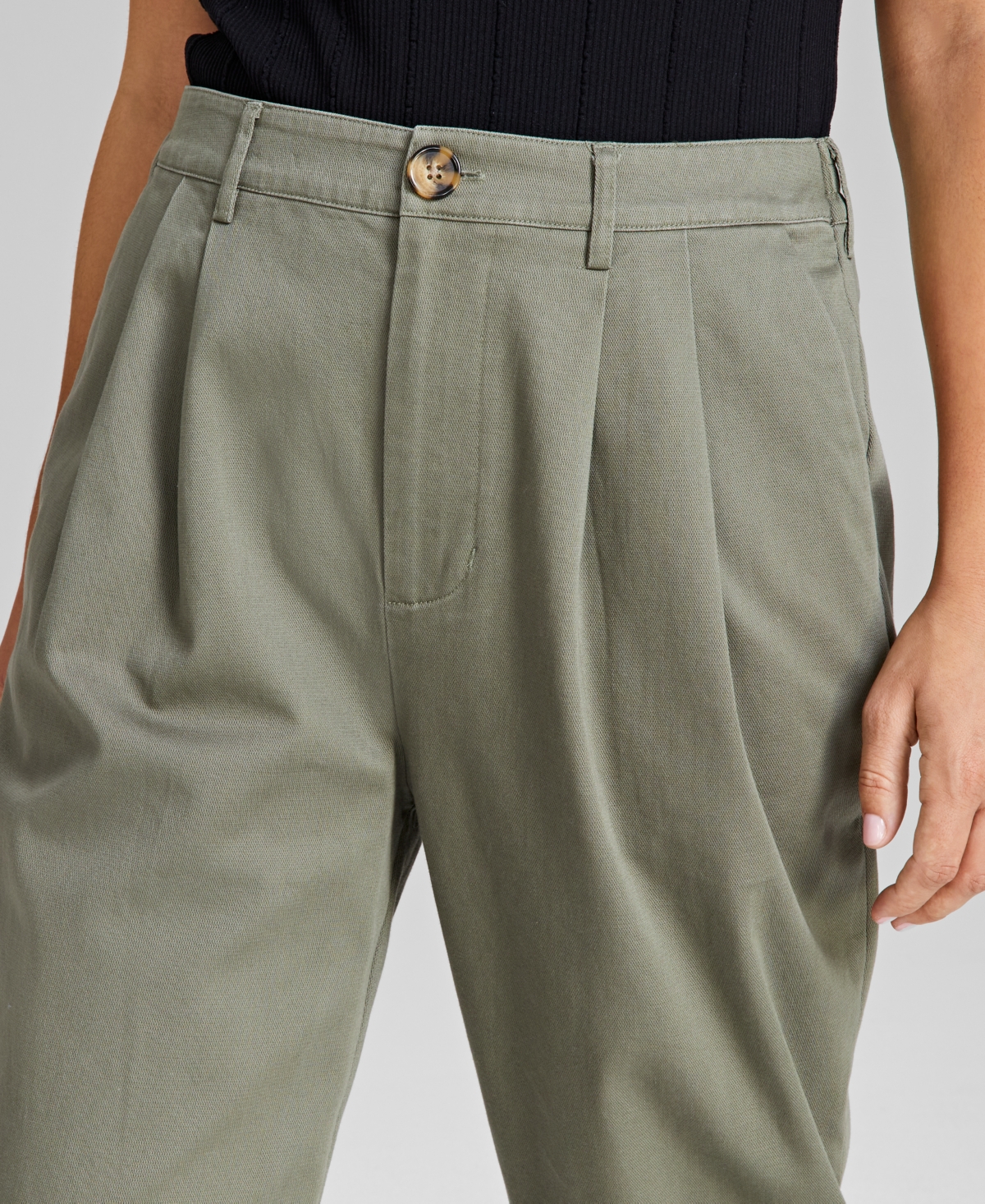 And Now This Women's Cotton High-Rise Barrel Leg Twill Pants, Created for Macy's
