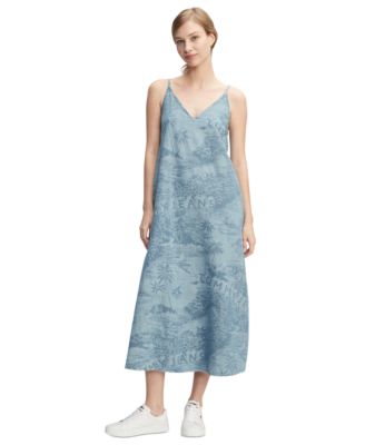 Tommy Jeans - Women's Hawaiian-Print Sleeveless Tie-Back Maxi Dress