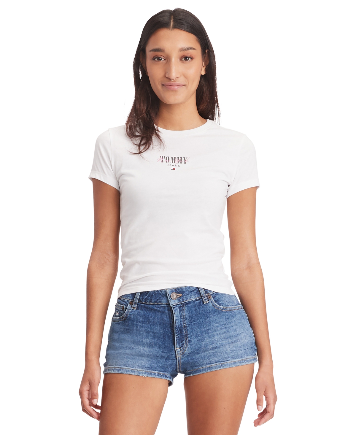 Tommy Jeans Women's Slim-fit Essential Logo Graphic T-shirt In White