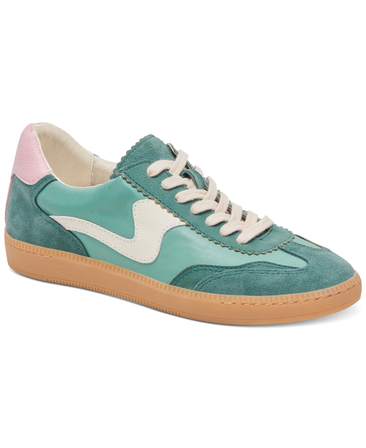 Shop Dolce Vita Women's Notice Low-profile Lace-up Sneakers In Green Suede