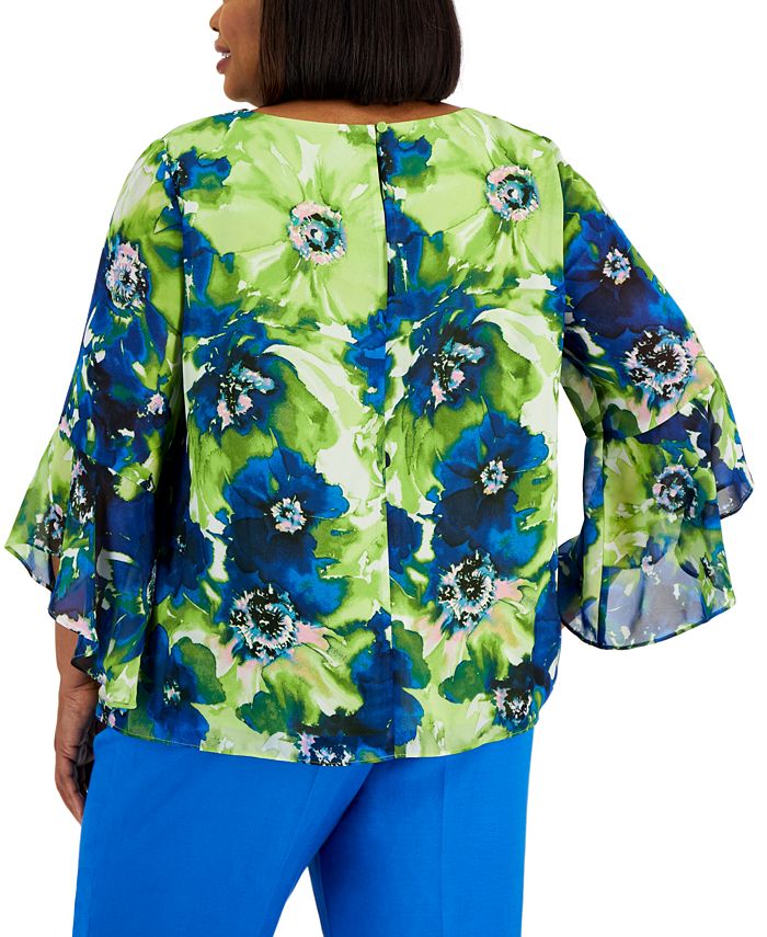 MARDI GRAS MULTI COLOR FOIL RUFFLE SLEEVE TOP