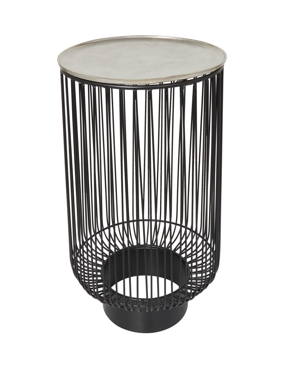 Rosemary Lane 16" X 16" X 22" Aluminum Geometric Open Frame Wire Silver-tone Aluminum Top Accent Table In Black