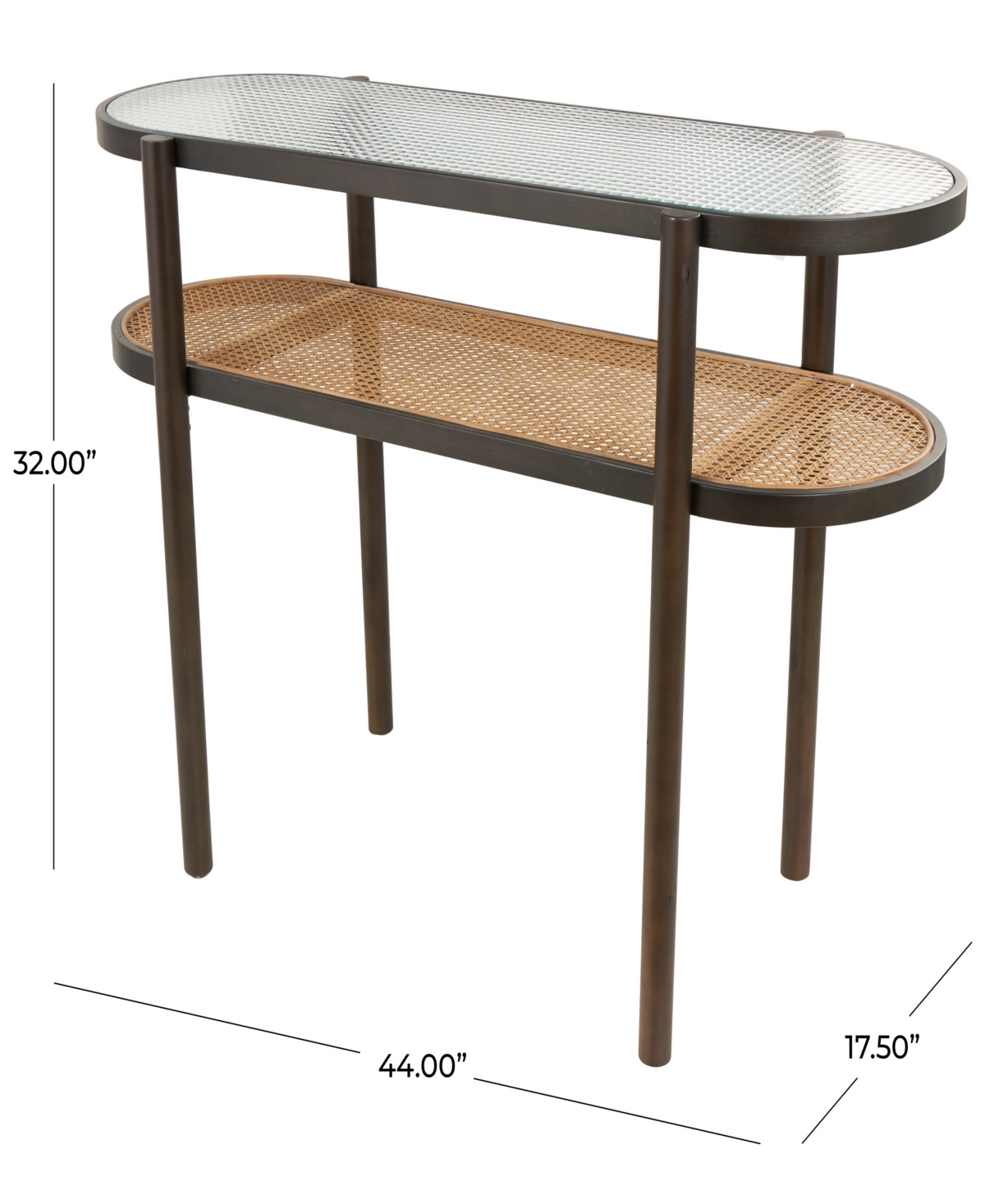 Shop Rosemary Lane 44" X 18" X 32" Rattan Pressed Tempered Glass Top Console Table In Brown