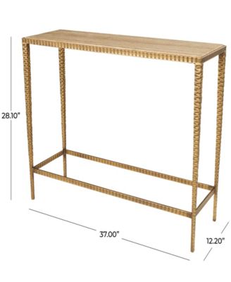 37" x 12" x 28" Marble Gold-Tone Metal Legs Console Table