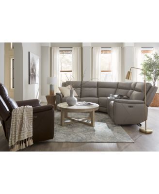 Addyson 117" 6-Pc. Leather Sectional with 3 Zero Gravity Recliners with Power Headrests & 1 Console, Created for Macy's