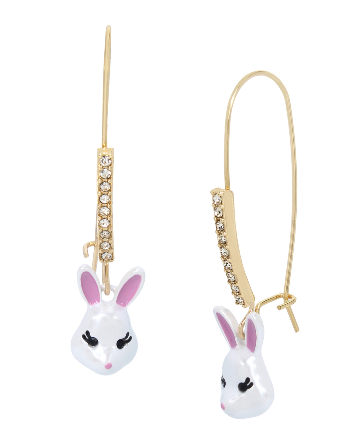 Faux Stone Bunny Dangle Earrings - Pearl, Gold