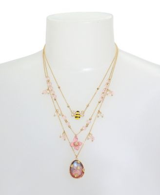 Betsey Johnson Faux Stone Spring Charm Layered Necklace - Macy's