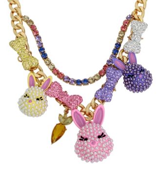 Betsey Johnson Faux Stone Bunny Bib Necklace - Macy's