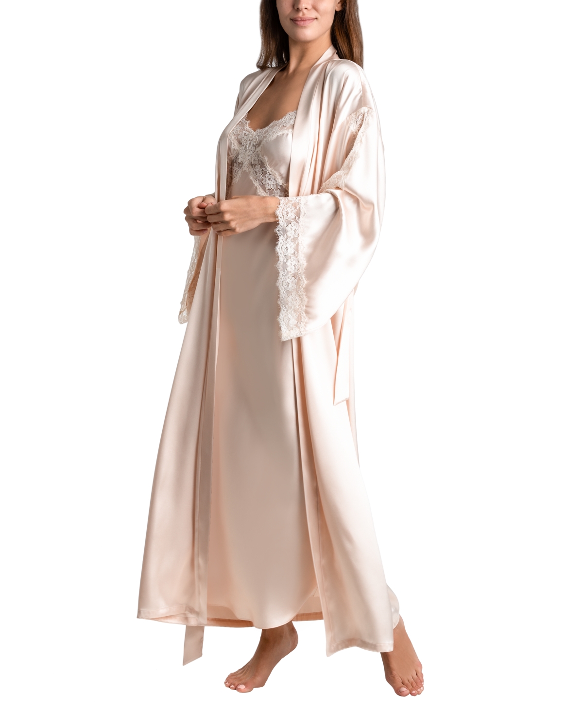 Linea Donatella Women's Luxe Brides Blush Lingerie Long Robe