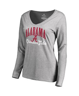 Women's Ash Alabama Crimson Tide Victory Script Long Sleeve T-shirt