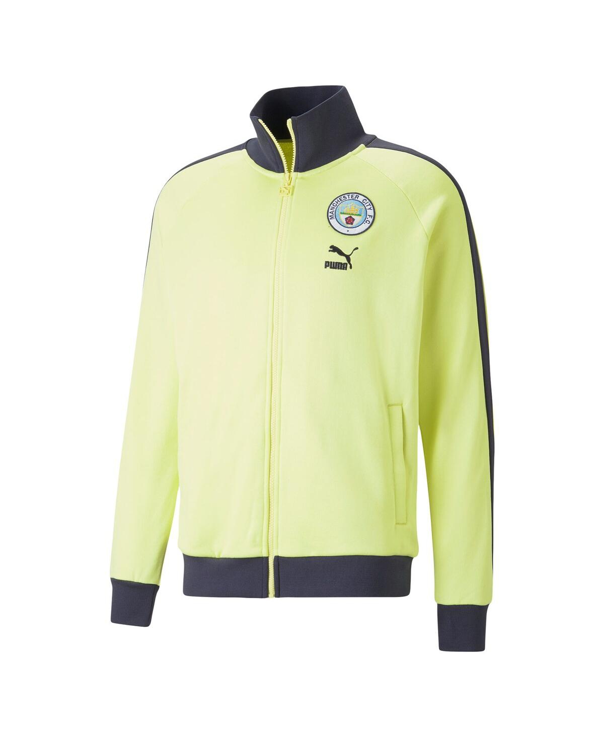 Shop Puma Men's  Yellow Manchester City Ftblheritage T7 Raglan Full-zip Track Jacket
