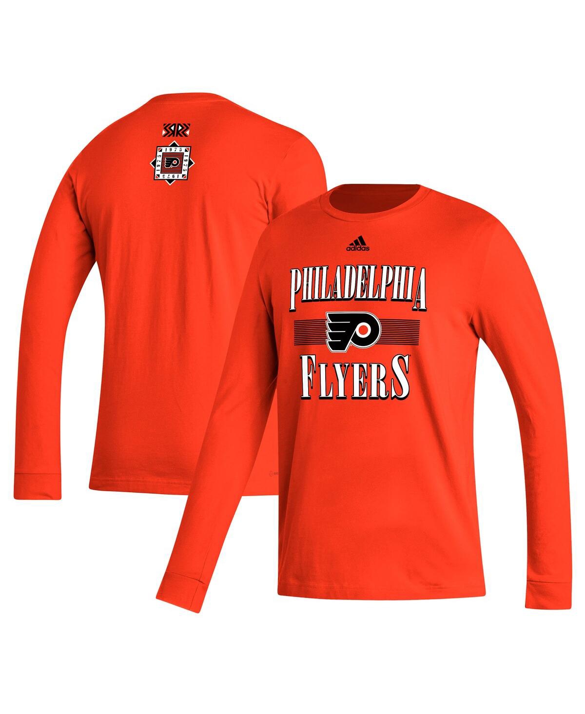 Shop Adidas Originals Men's Adidas Burnt Orange Philadelphia Flyers Reverse Retro 2.0 Fresh Playmaker Long Sleeve T-shirt