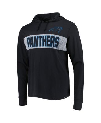 Men's Black Distressed Carolina Panthers Field Franklin Hooded Long Sleeve T-shirt