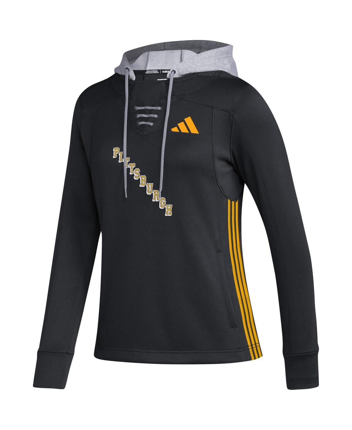Women's adidasPittsburgh Penguins Refresh Skate Lace Aeroready Pullover Hoodie - Black