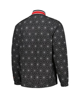 Men's Black Chicago Bulls In-Field Play Fashion Satin Full-Zip Varsity Jacket