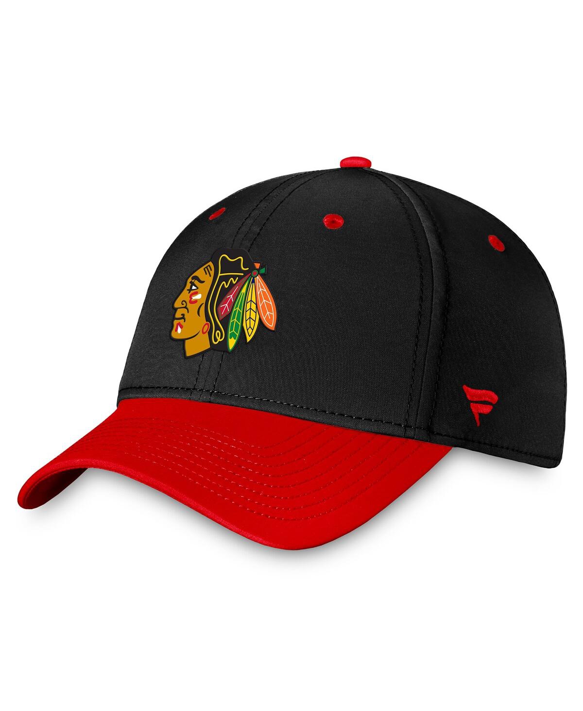 Fanatics Men's  Black, Red Chicago Blackhawks Authentic Pro Rink Two-tone Flex Hat In Black,red
