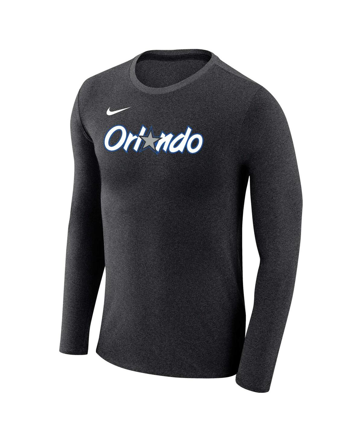 Shop Nike Men's  Black Orlando Magic Classic Edition Marled Long Sleeve T-shirt