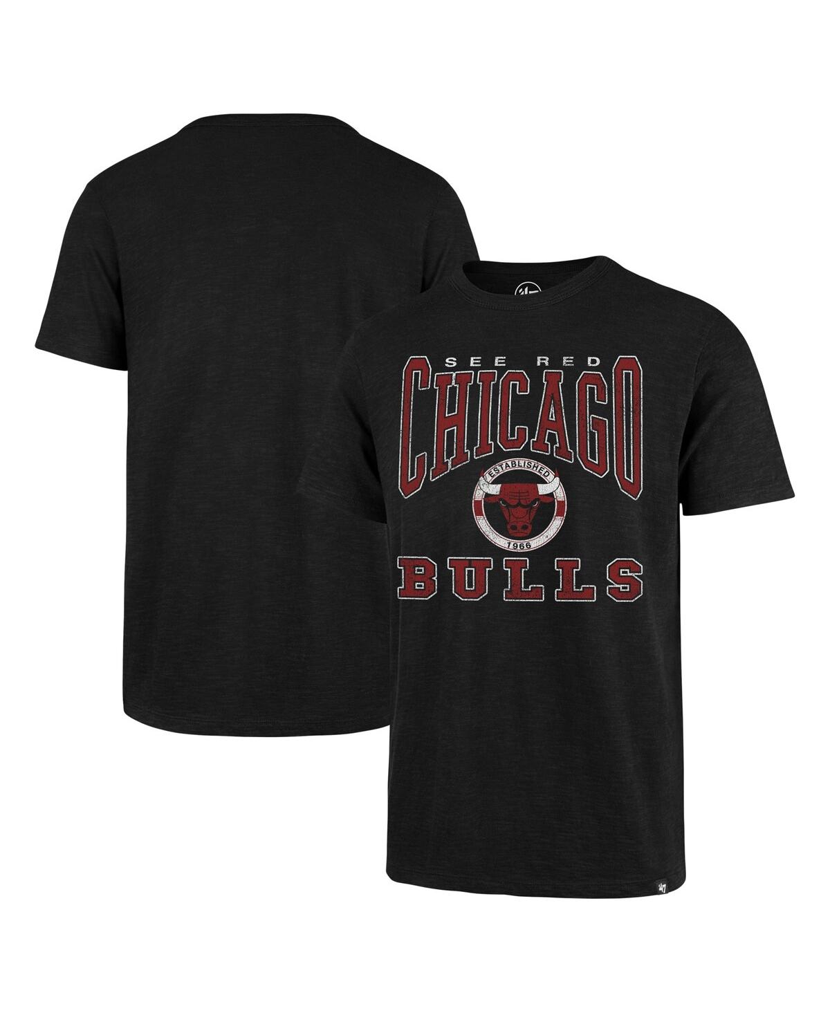 47 Brand Men's ' Black Distressed Chicago Bulls All Out Scrum T-shirt