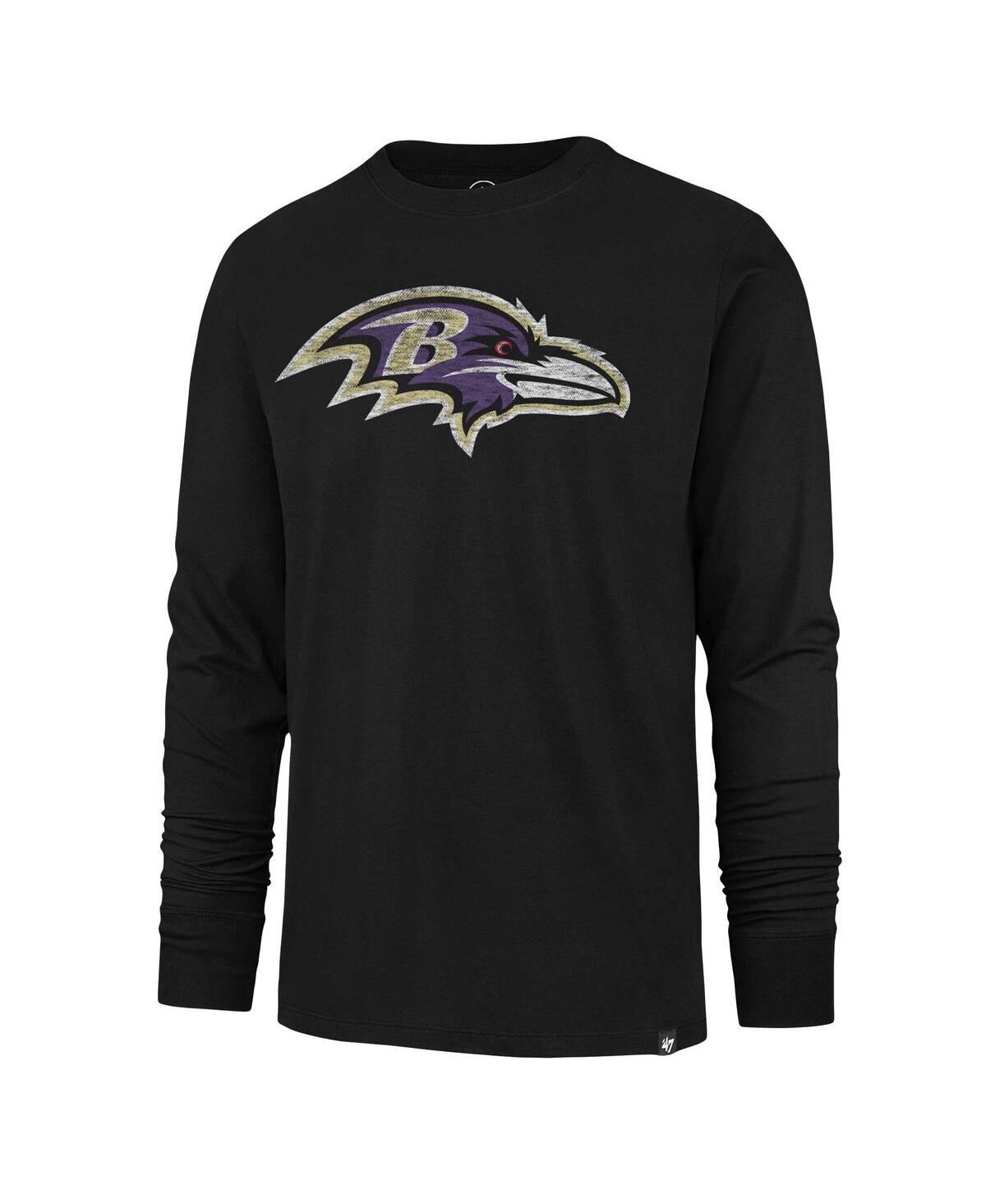 Men's '47 BrandDistressed Baltimore Ravens Premier Franklin Long Sleeve T-shirt - Black