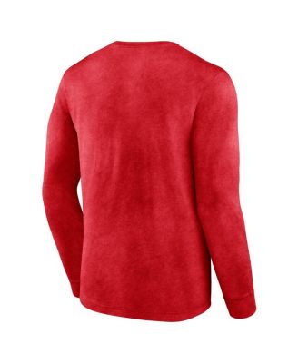 Men's Heather Red Distressed Chicago Bulls Front Court Press Snow Wash Long Sleeve T-shirt