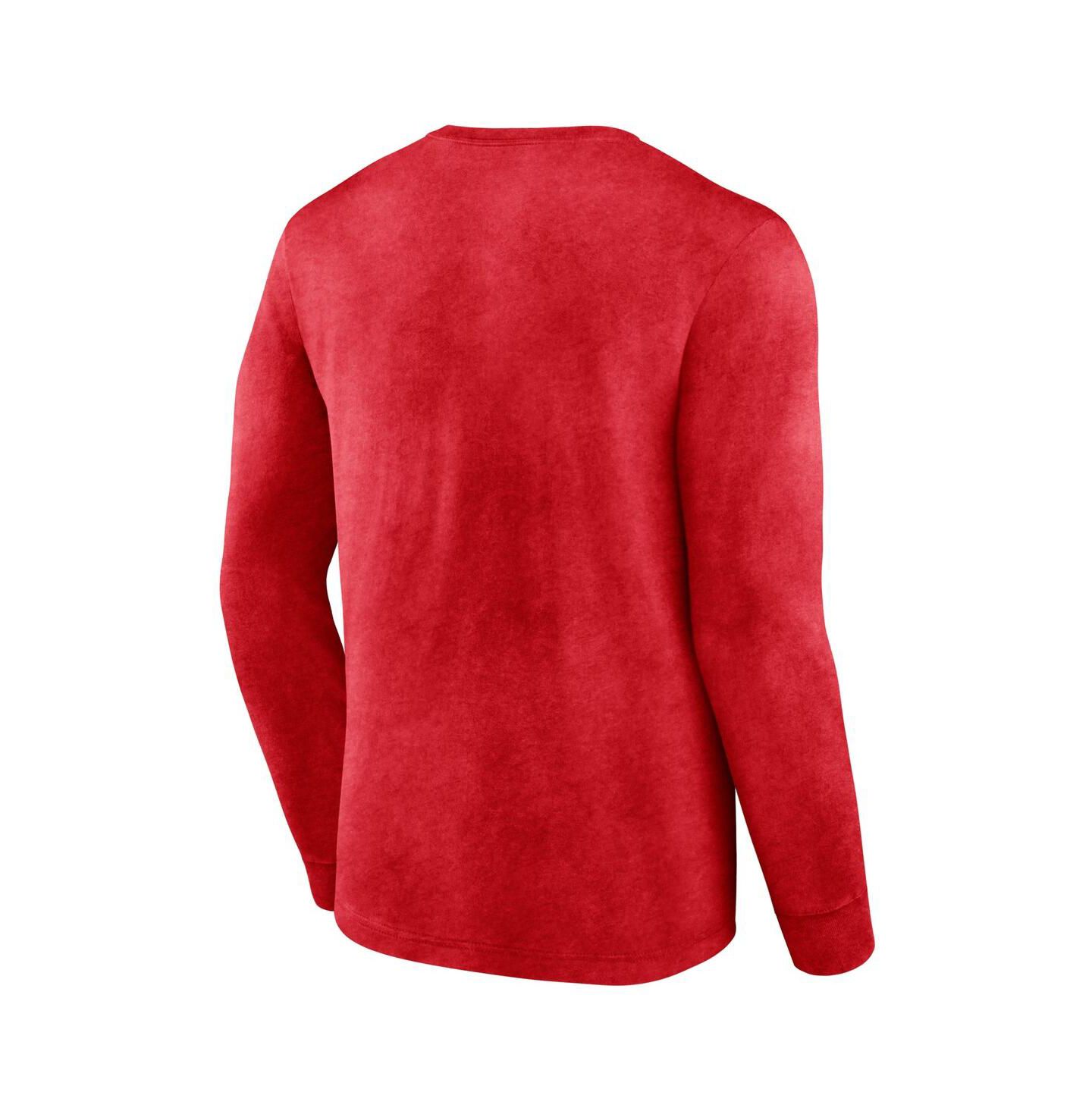 Мужская футболка Fanatics Heather Red Distressed Chicago Bulls Front Court Press Snow Wash Long Sleeve — фото 3