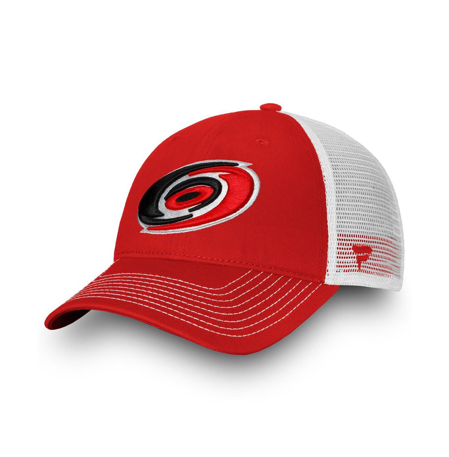 Мужская кепка Fanatics Red, White Carolina Hurricanes Slouch Core Primary Trucker Snapback Hat — фото 1