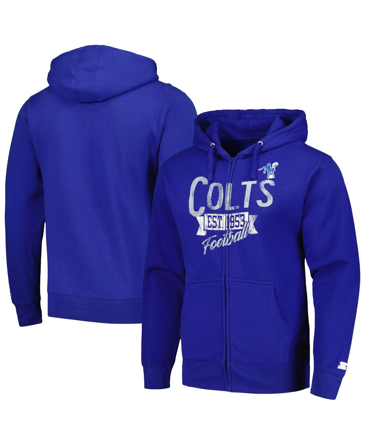Starter Royal Indianapolis Colts Gridiron Classics Post Season Full-zip Hoodie In Royal