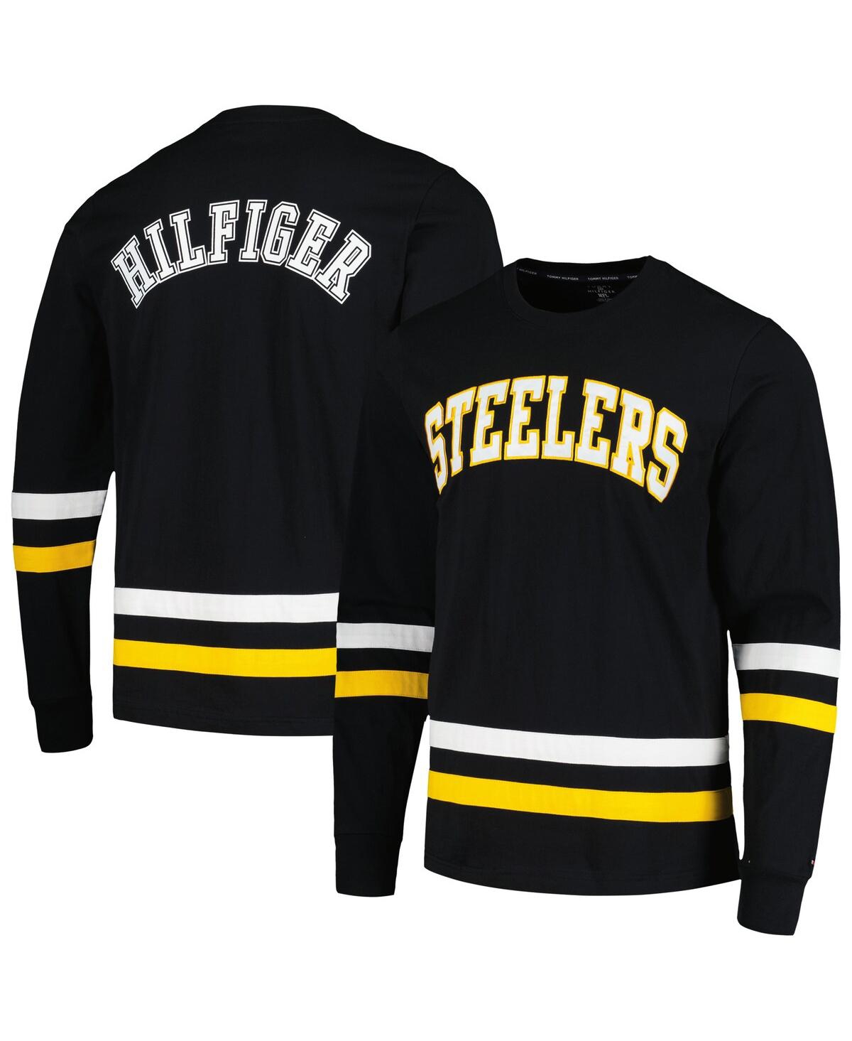 Shop Tommy Hilfiger Men's  Black, Gold Pittsburgh Steelers Nolan Long Sleeve T-shirt In Black,gold
