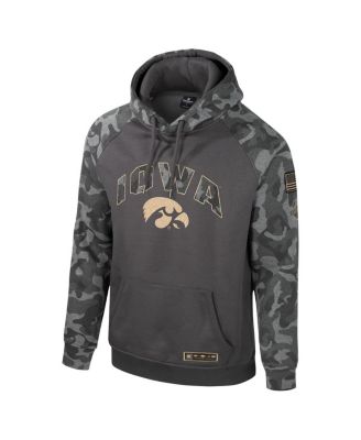 Men's Charcoal Iowa Hawkeyes OHT Military-Inspired Appreciation Camo Raglan Pullover Hoodie