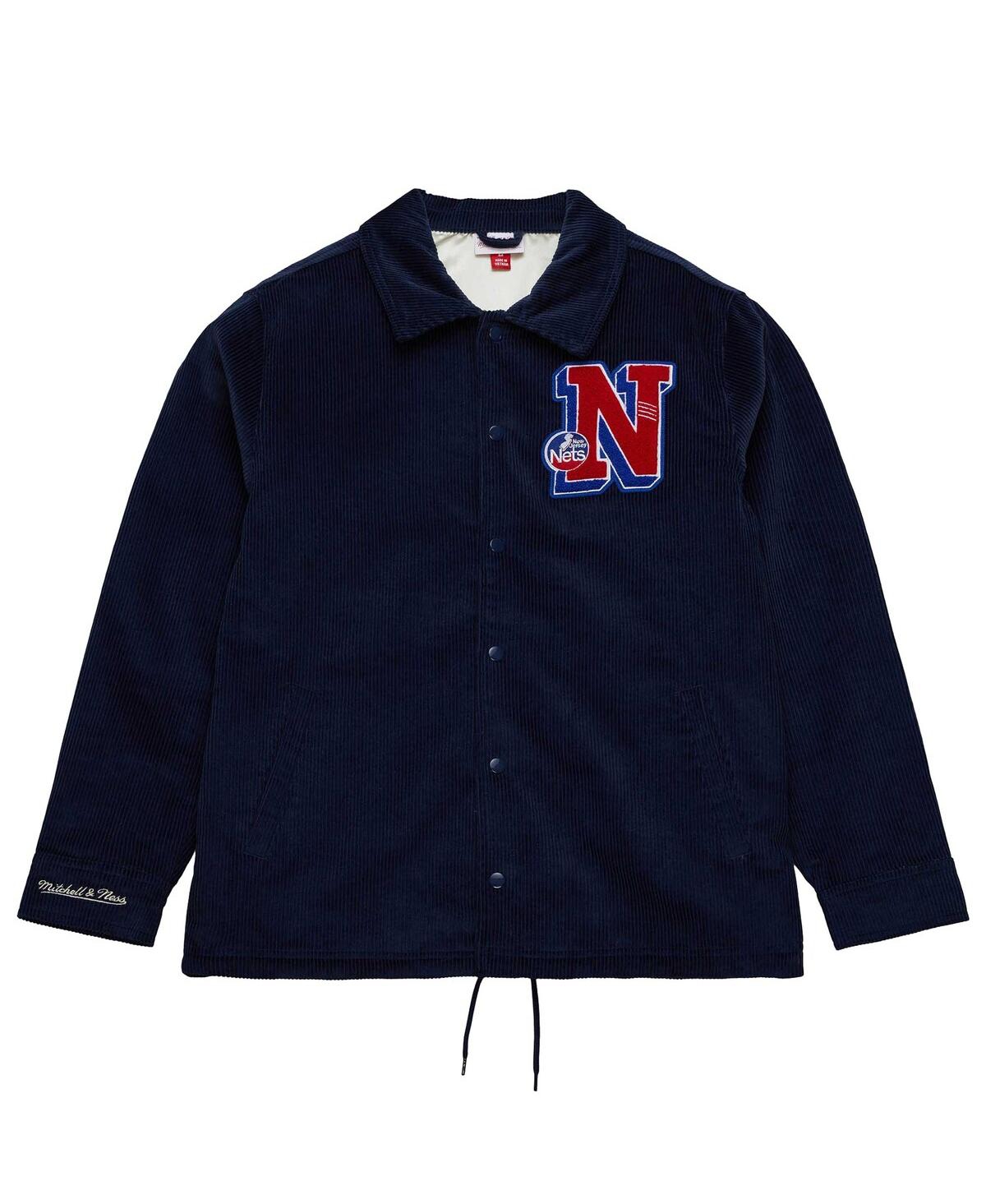Shop Mitchell & Ness Men's  Navy New Jersey Nets Hardwood Classics Coaches Full-snap Jacket
