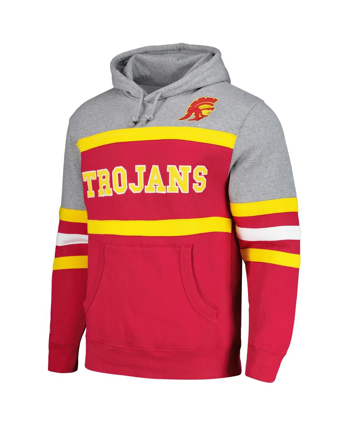 Shop Mitchell & Ness Men's  Cardinal Usc Trojans Head Coach Pullover Hoodie