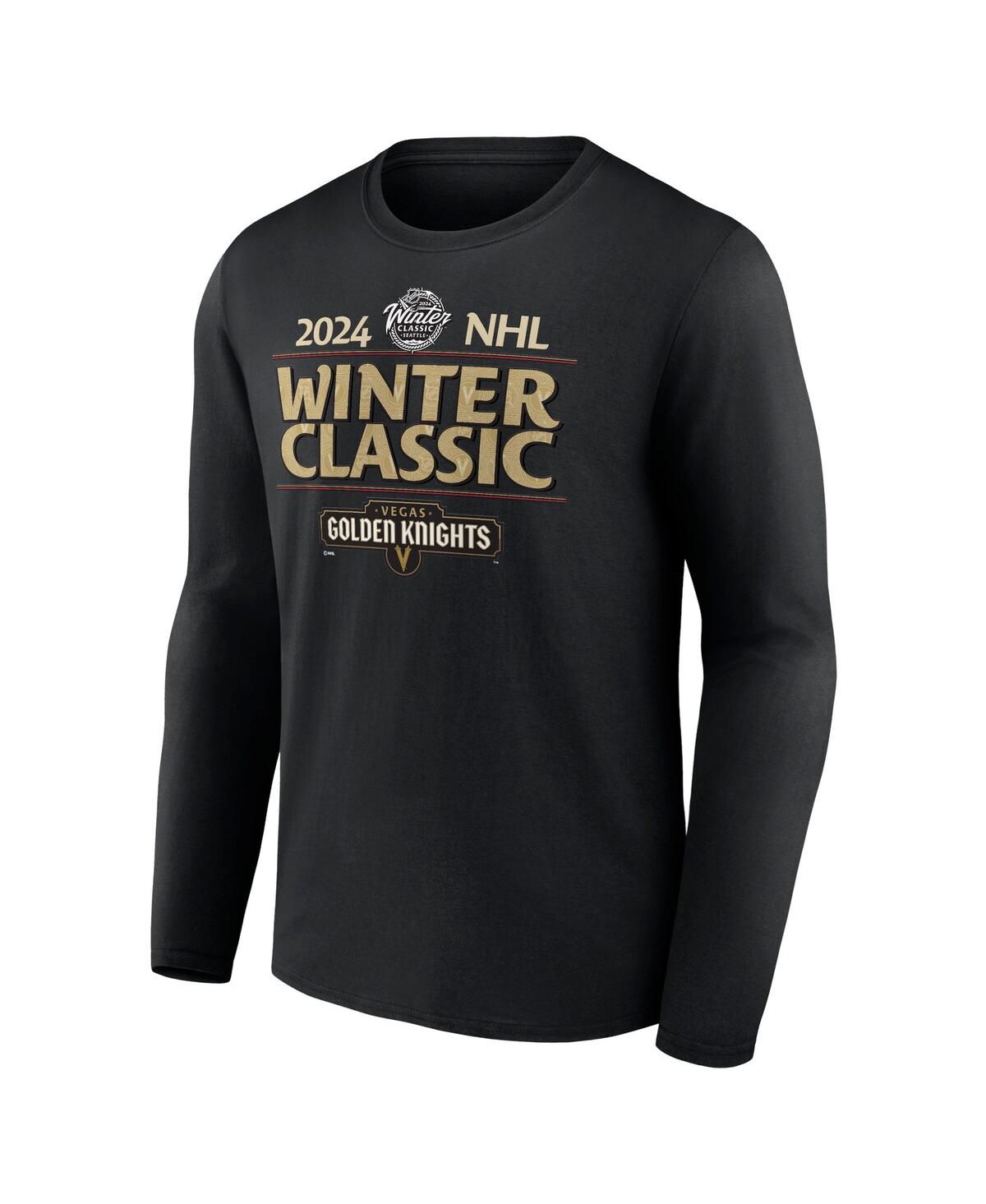 Shop Fanatics Men's  Black Vegas Golden Knights 2024 Nhl Winter Classic Text Driven Long Sleeve T-shirt