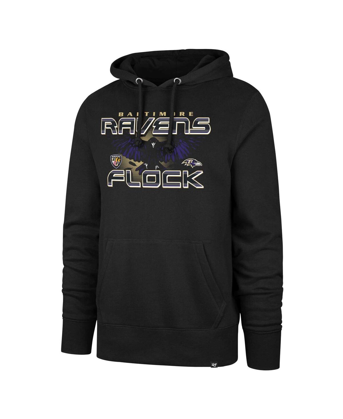 Men's '47 BrandBaltimore Ravens Ravens Flock Regional Headline Pullover Hoodie - Black