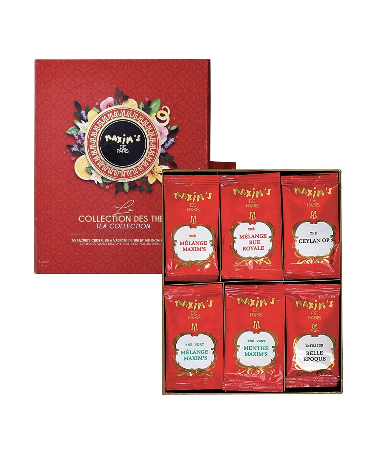 Maxim's De Paris Gift Box Tea Sampler Assortment Of 6 Gourmet Teas In No Color