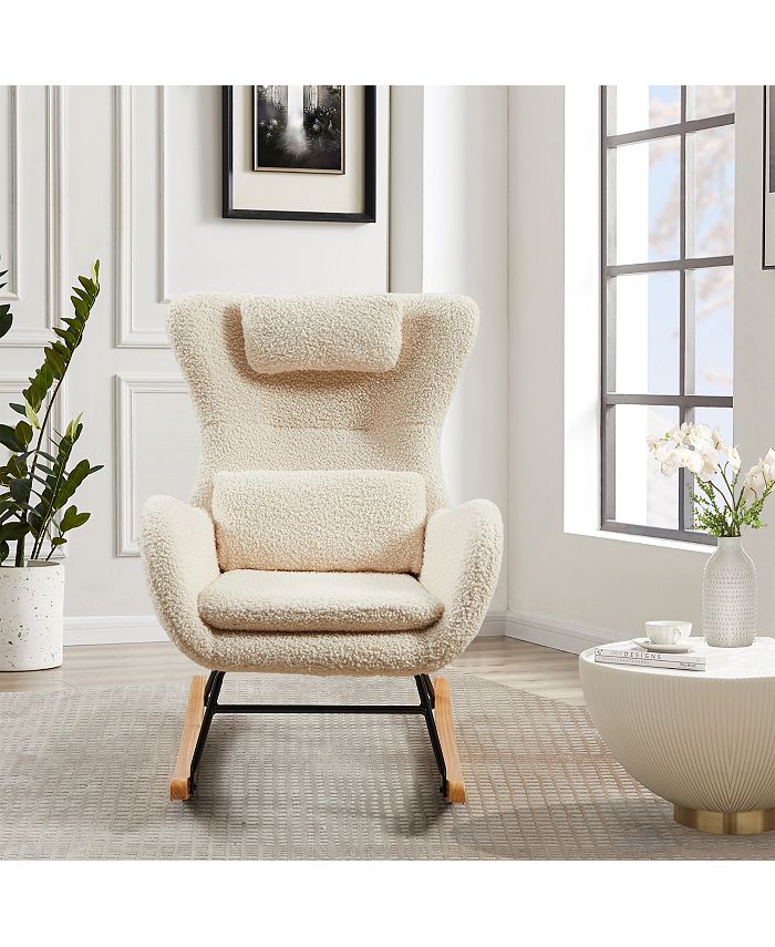 Simplie Fun Rocking Chair Nursery, Modern Rocking Chair With High ...