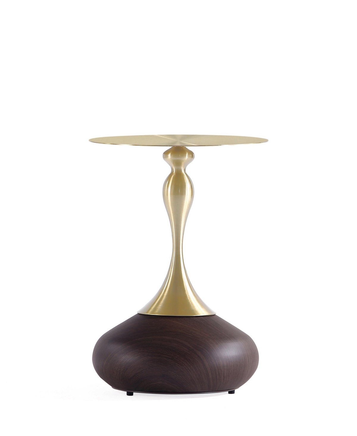 Manhattan Comfort Patching Wide Stainless Steel Gold-Tone Tabletop End Table - Brown and Gold