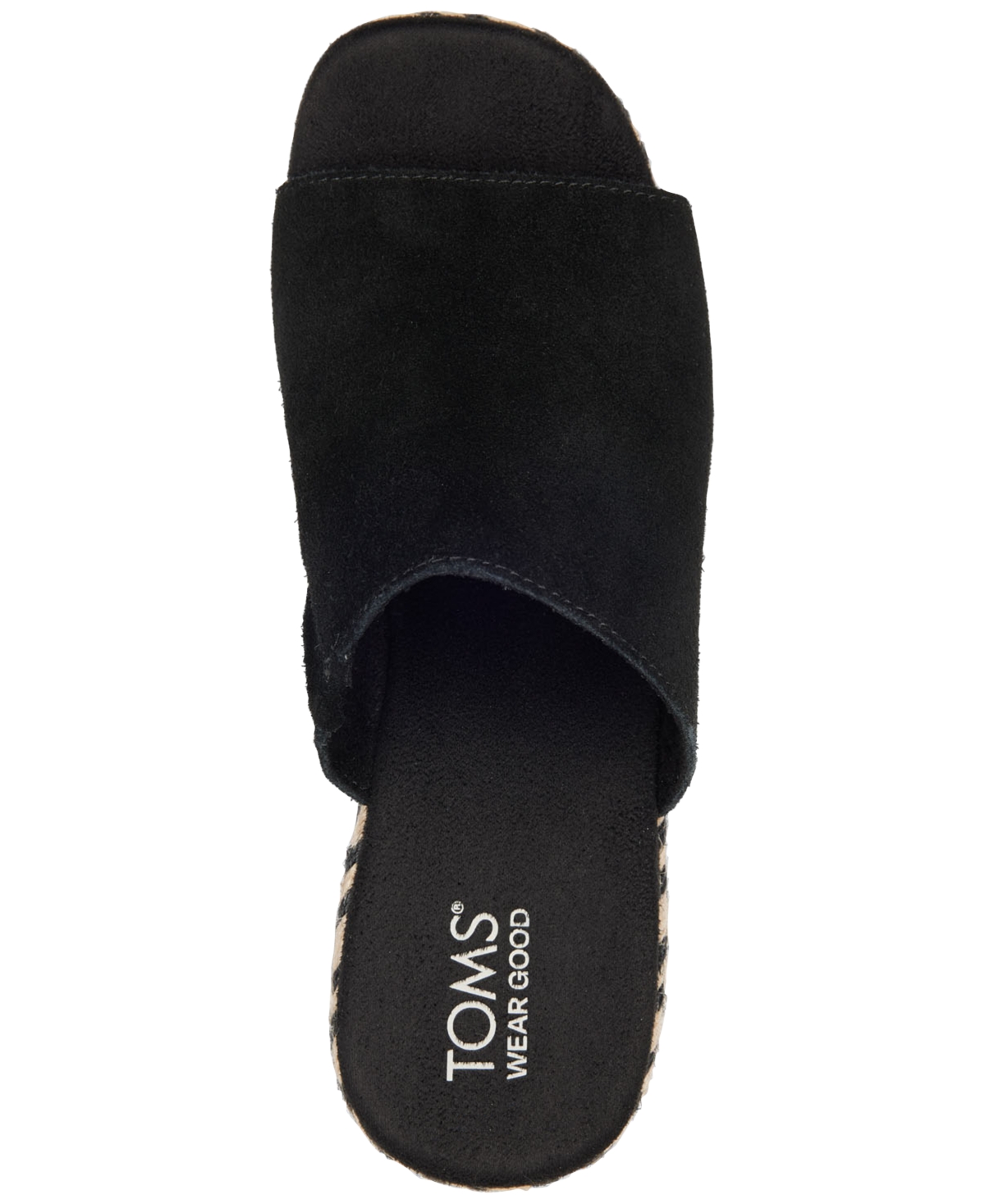 Shop Toms Women's Laila Slide Platform Espadrille Sandals In Black Suede