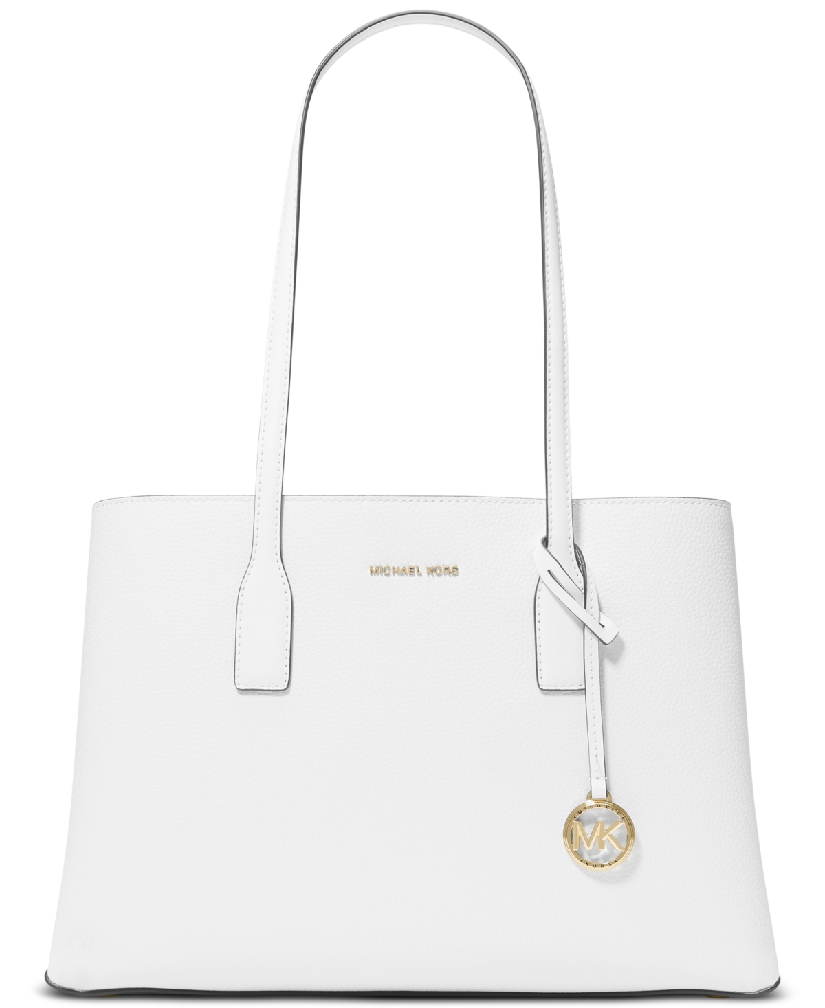 Shop Michael Kors Michael  Ruthie Medium Leather Tote In Optic White